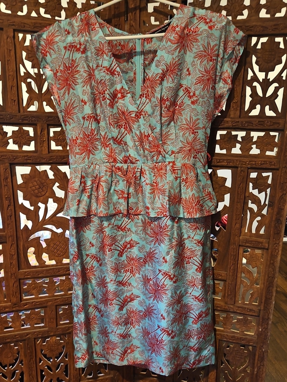 Nanette Lepore Tropical Print Silk Peplum Dress
